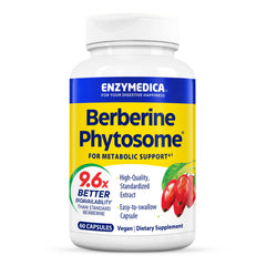 Enzymedica Berberine Phytosome bottle with 60 vegan capsules for metabolic support.