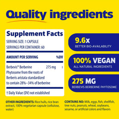 Enzymedica Berberine Phytosome capsules-closeup emphasizes standardized berberine content.