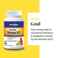 Enzymedica Betaine HCl with prickly pear cactus emphasizes stomach lining support.