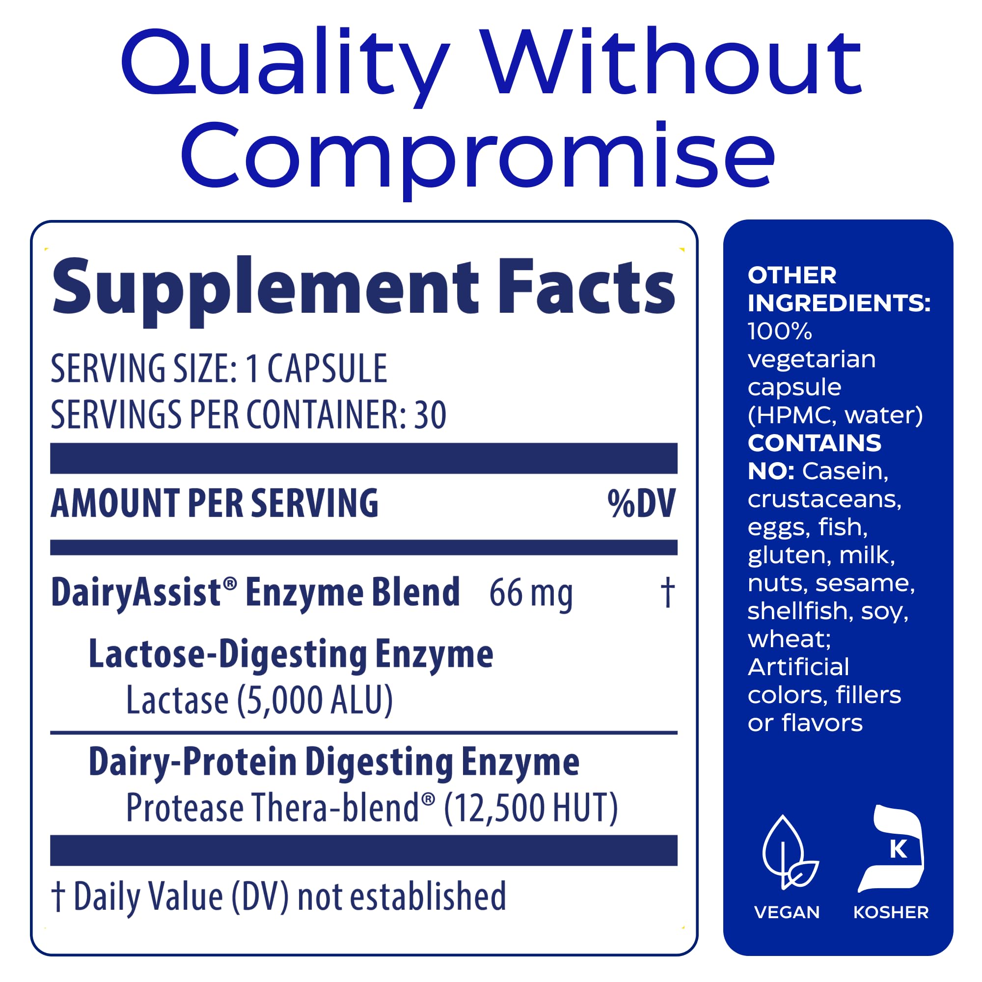 Enzymedica DairyAssist tablet swirl graphic explaining TherA-Blend technology.