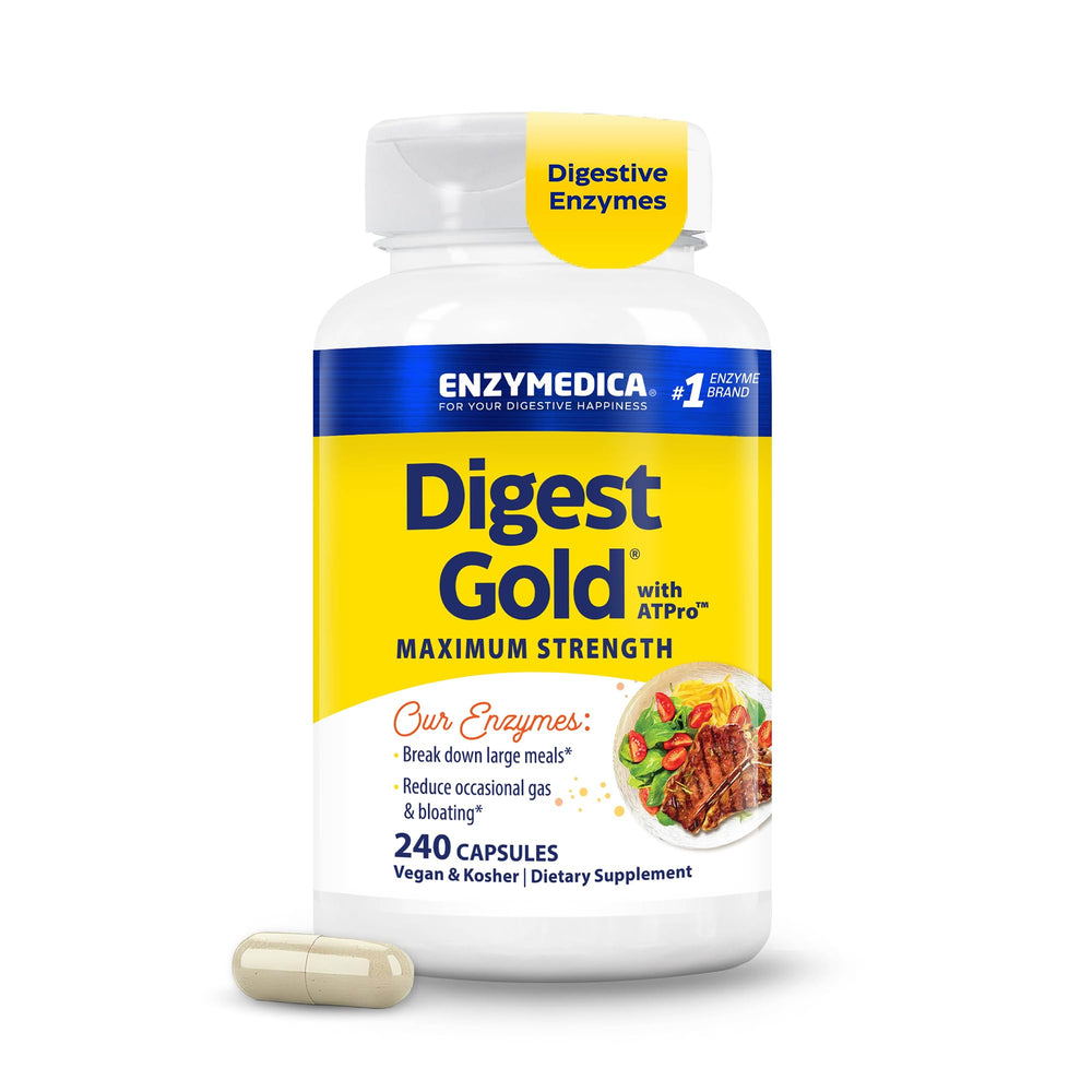 Enzymedica Digest Gold ATPro bottle front shows product name and packaging.