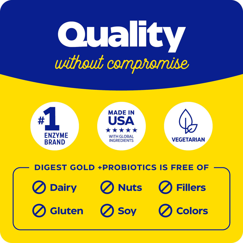 Packaging details of Enzymedica Digest Gold + Probiotics with branding.