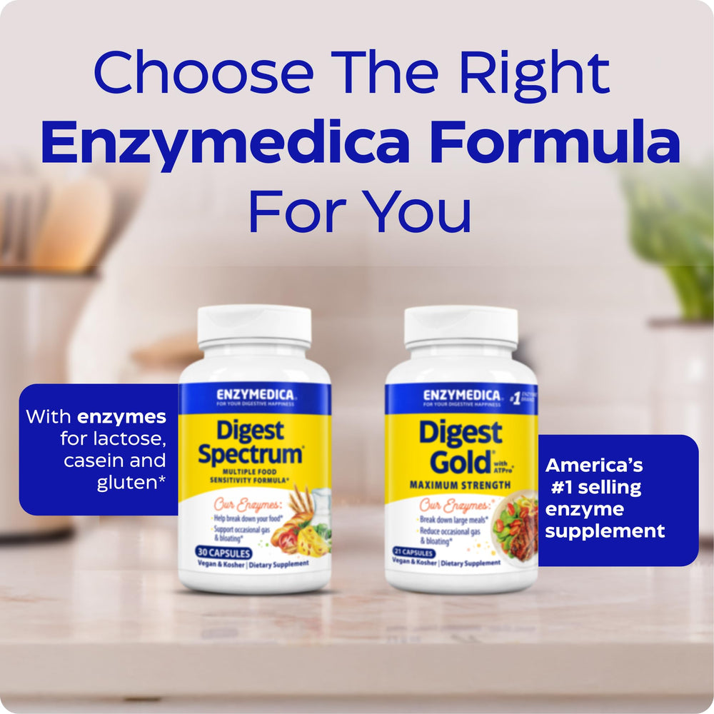 Enzymedica Digest Spectrum after-meal relief visual communicates comfort.