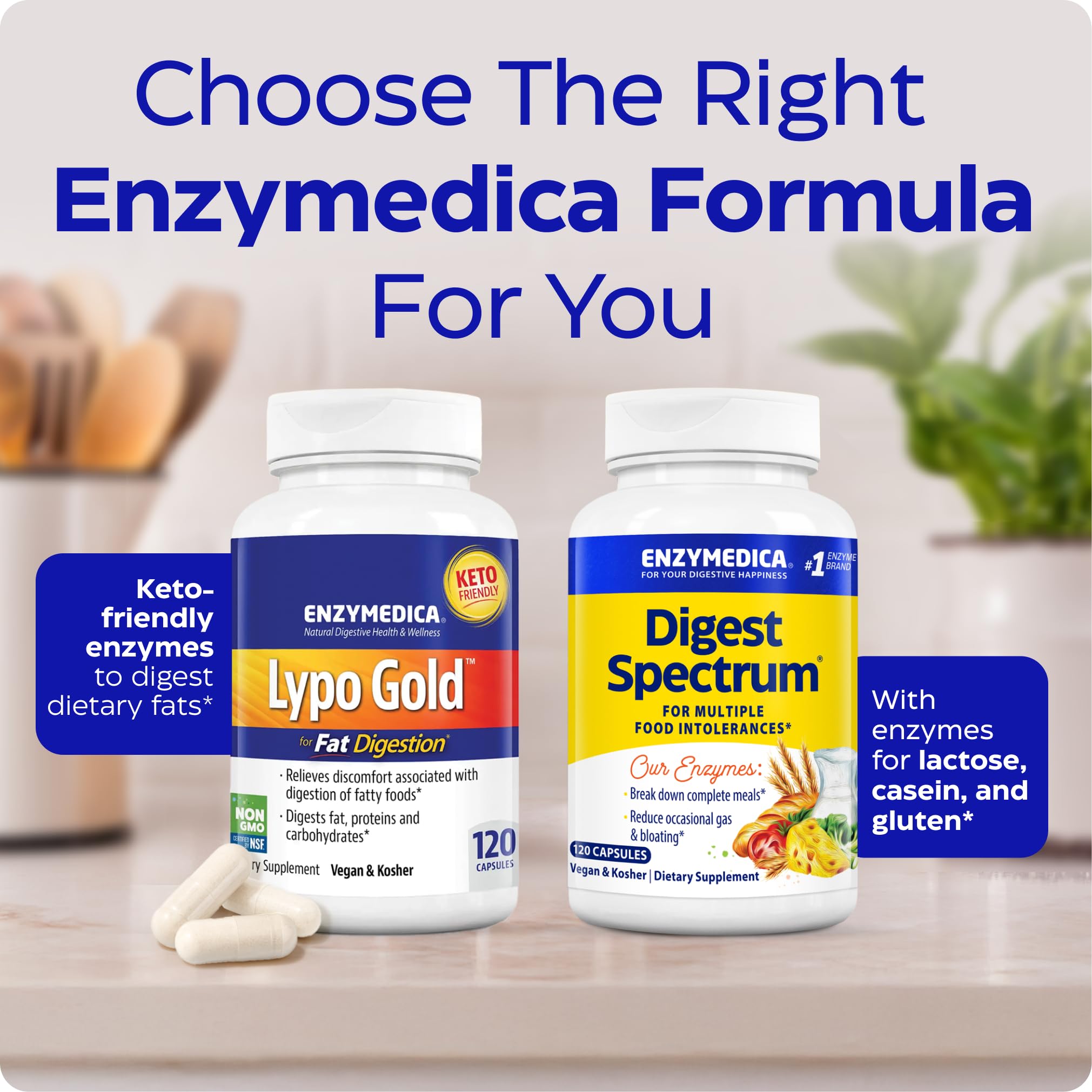 Enzymedica Lypo Gold bottle ready for on-the-go meals.
