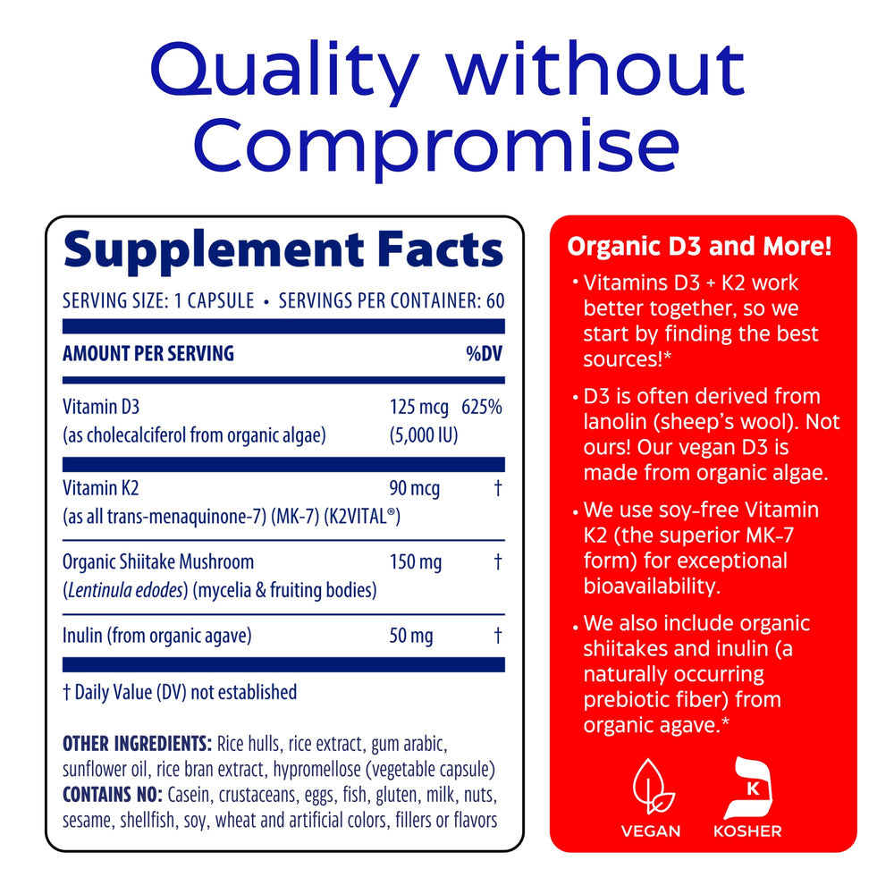 Gluten-free label on Enzymedica D3 K2 packaging