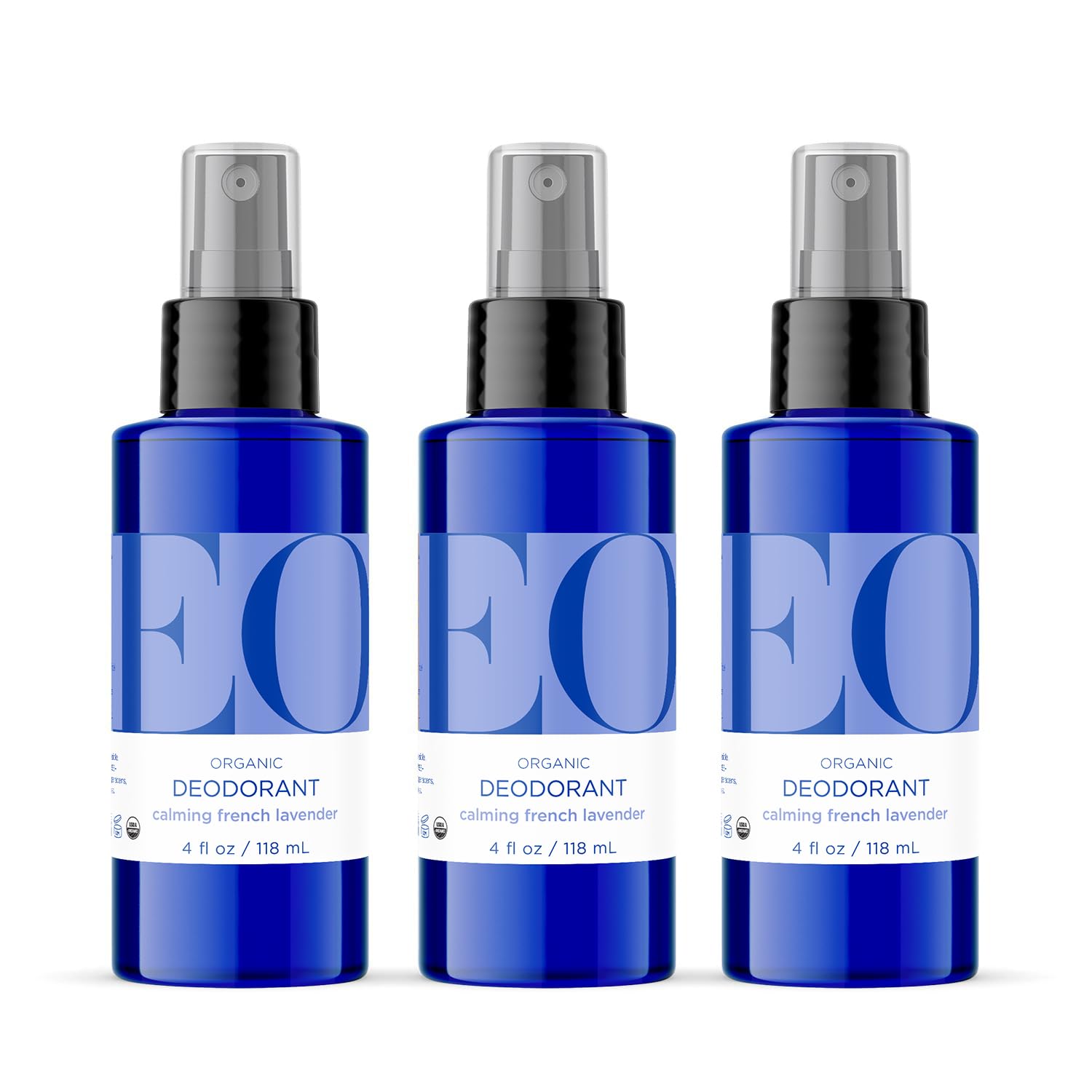 EO French Lavender deodorant spray bottle for daily freshness with botanical aroma.