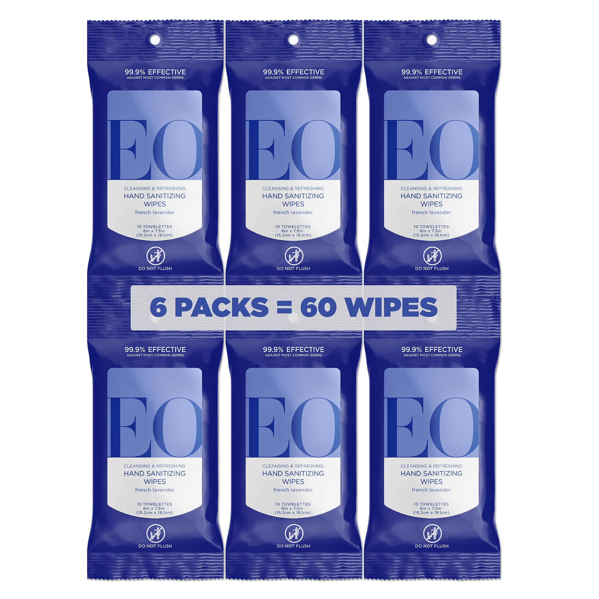 EO Hand Cleansing Wipes Lavender Pop in a resealable pouch for on-the-go sanitizing