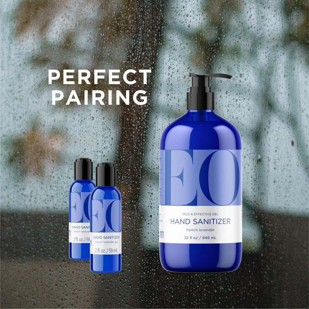 EO hand sanitizer gel lavender scent close-up for calming aroma.