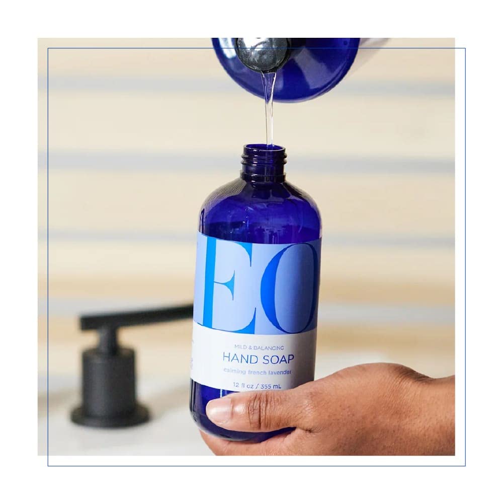 Boxed EO Lavender Shower Gel packaging showcasing branding
