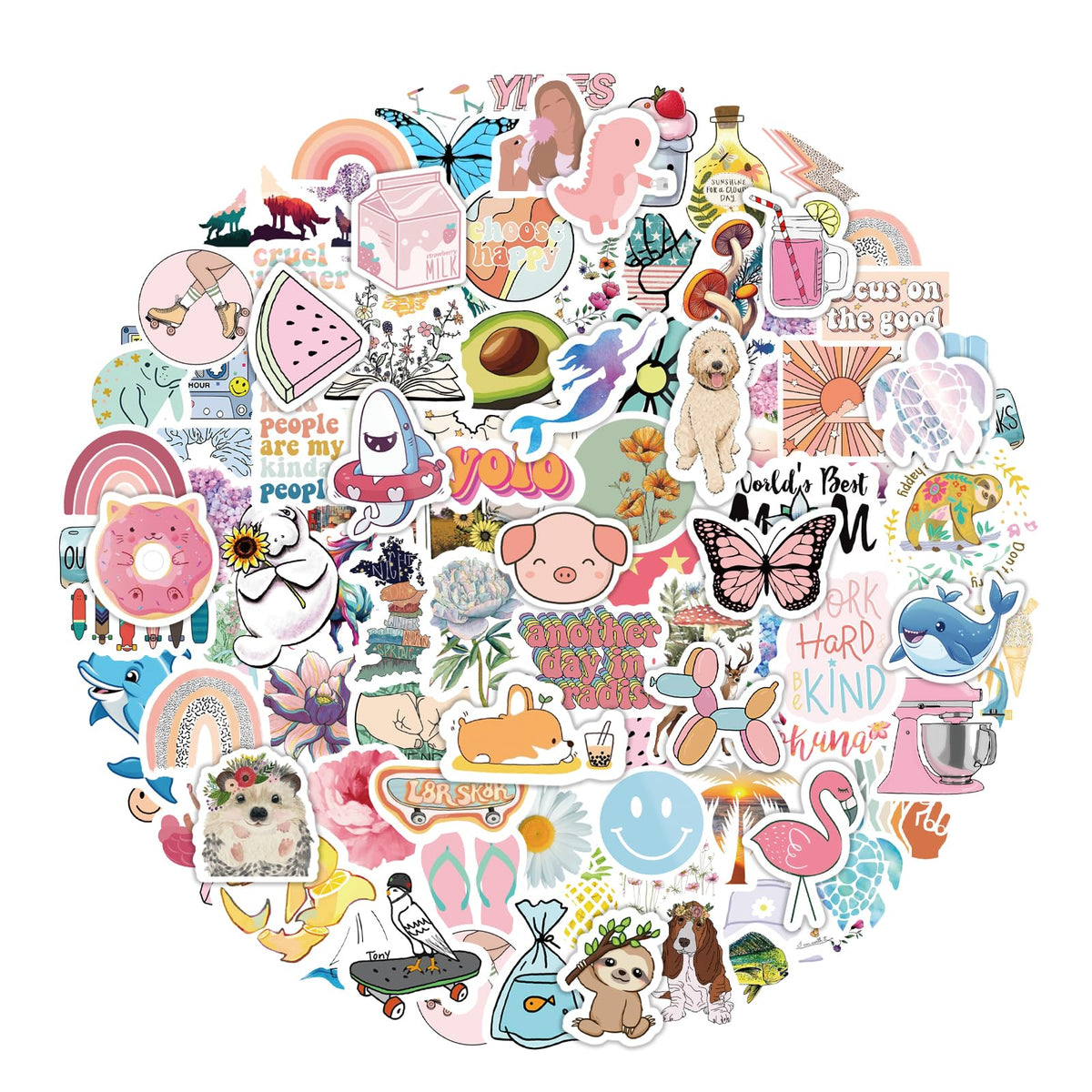 Eoaod water bottle sticker pack with vibrant designs for kids personalization
