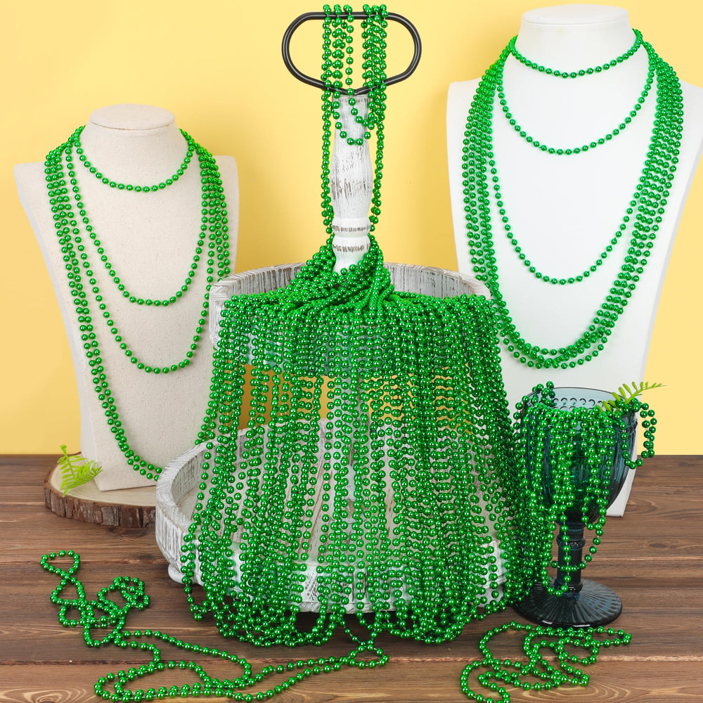 EOBOH 33-inch green bead necklace on display for crowd use