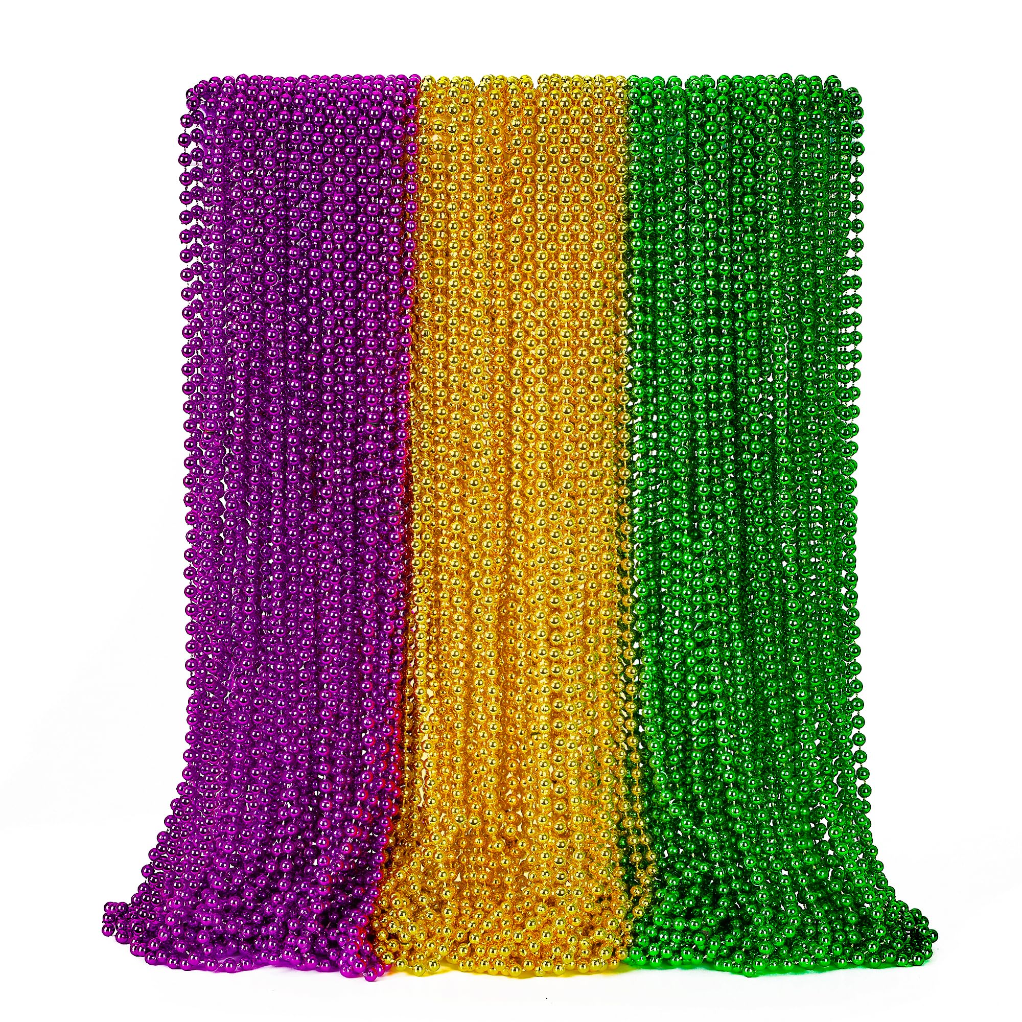 EOBOH Mardi Gras beads in green purple gold collection for festive throws.