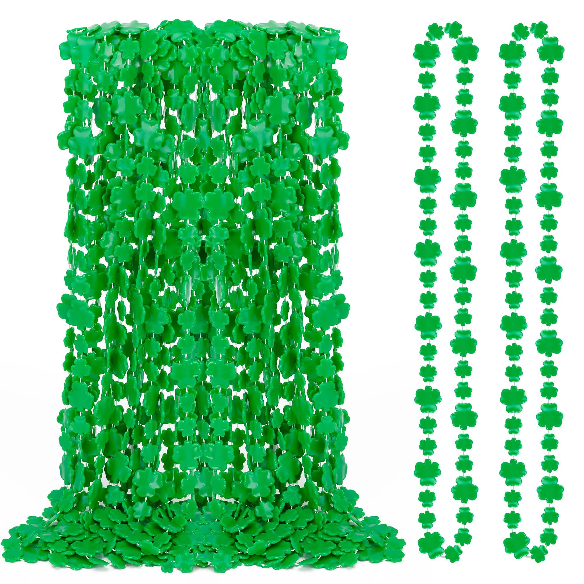 EOBOH St Patrick's Day necklace closeup with shamrock beads for festive flair