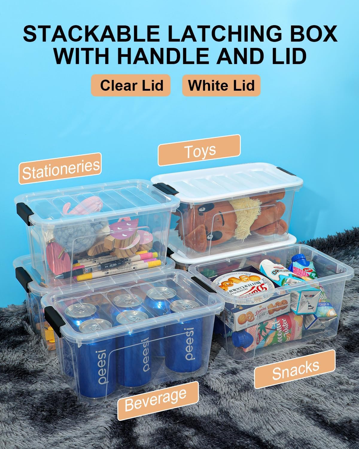 EOENVIVS multi-purpose storage bin suitable for pantry, closet, or classroom.