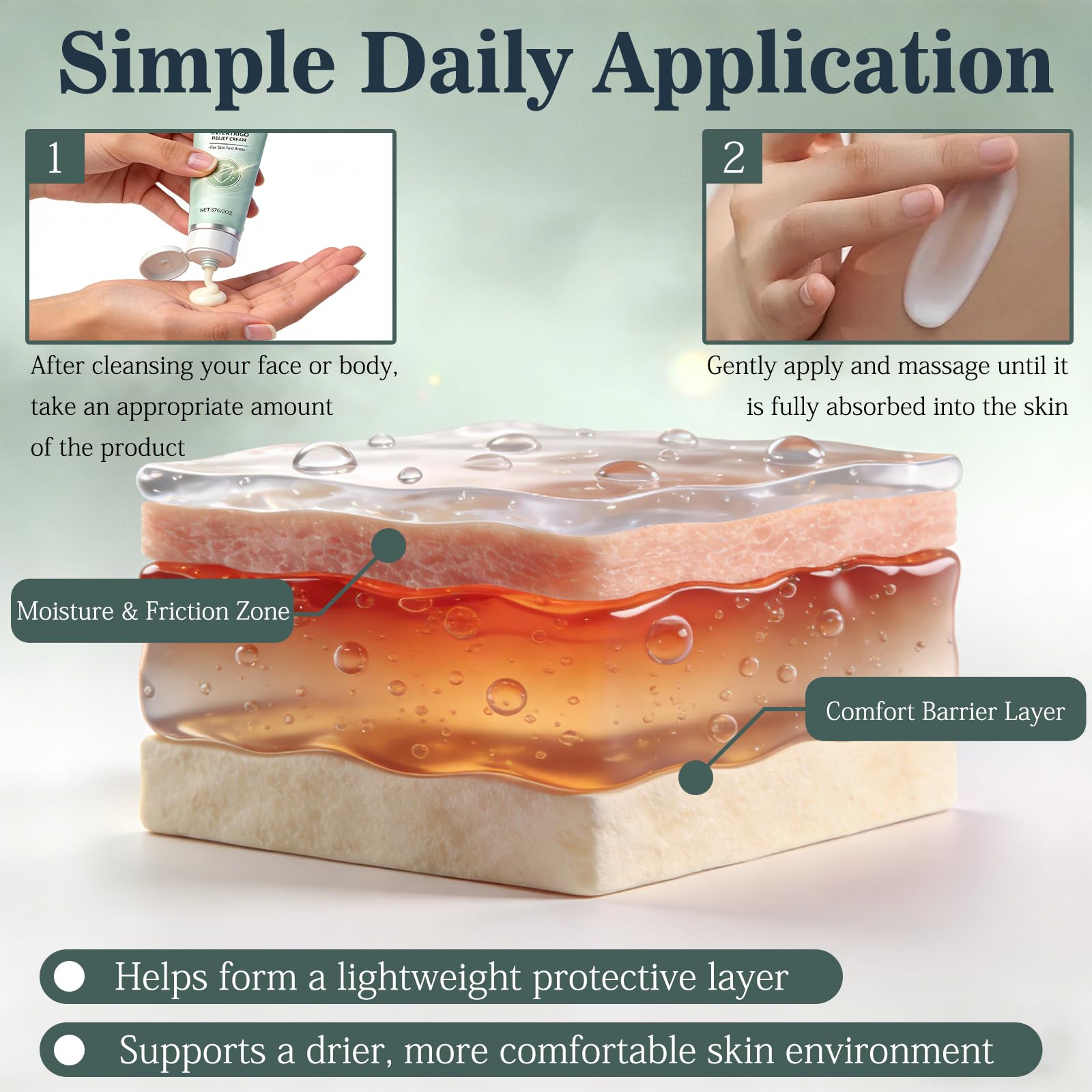 EOIRULA dry finish on skin after applying the cream.