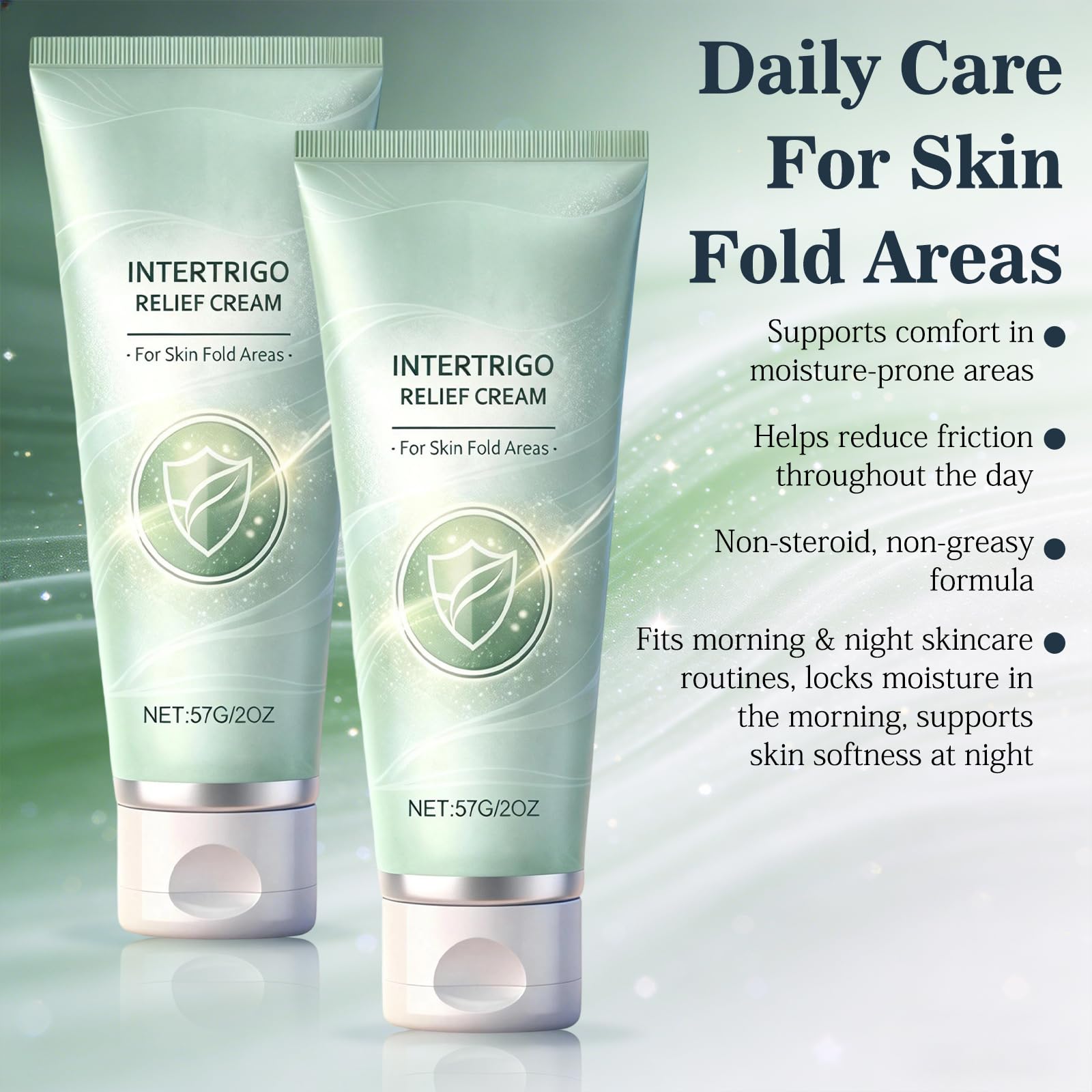EOIRULA Intertrigo Cream application closeup showing smooth rubbing-area relief.
