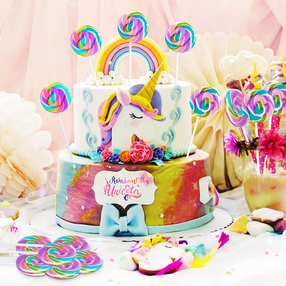 EORA Unicorn swirl lollipops ideal for celebrations and desserts.