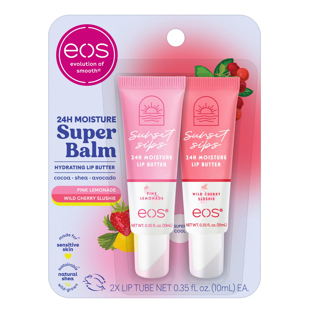 EOS 24H Moisture Super Balm pink lemonade tube delivering long-lasting hydration