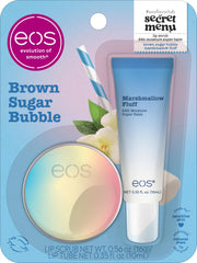 eos Brown Sugar Bubble Lip Scrub jar delivering gentle exfoliation and hydration for smooth lips
