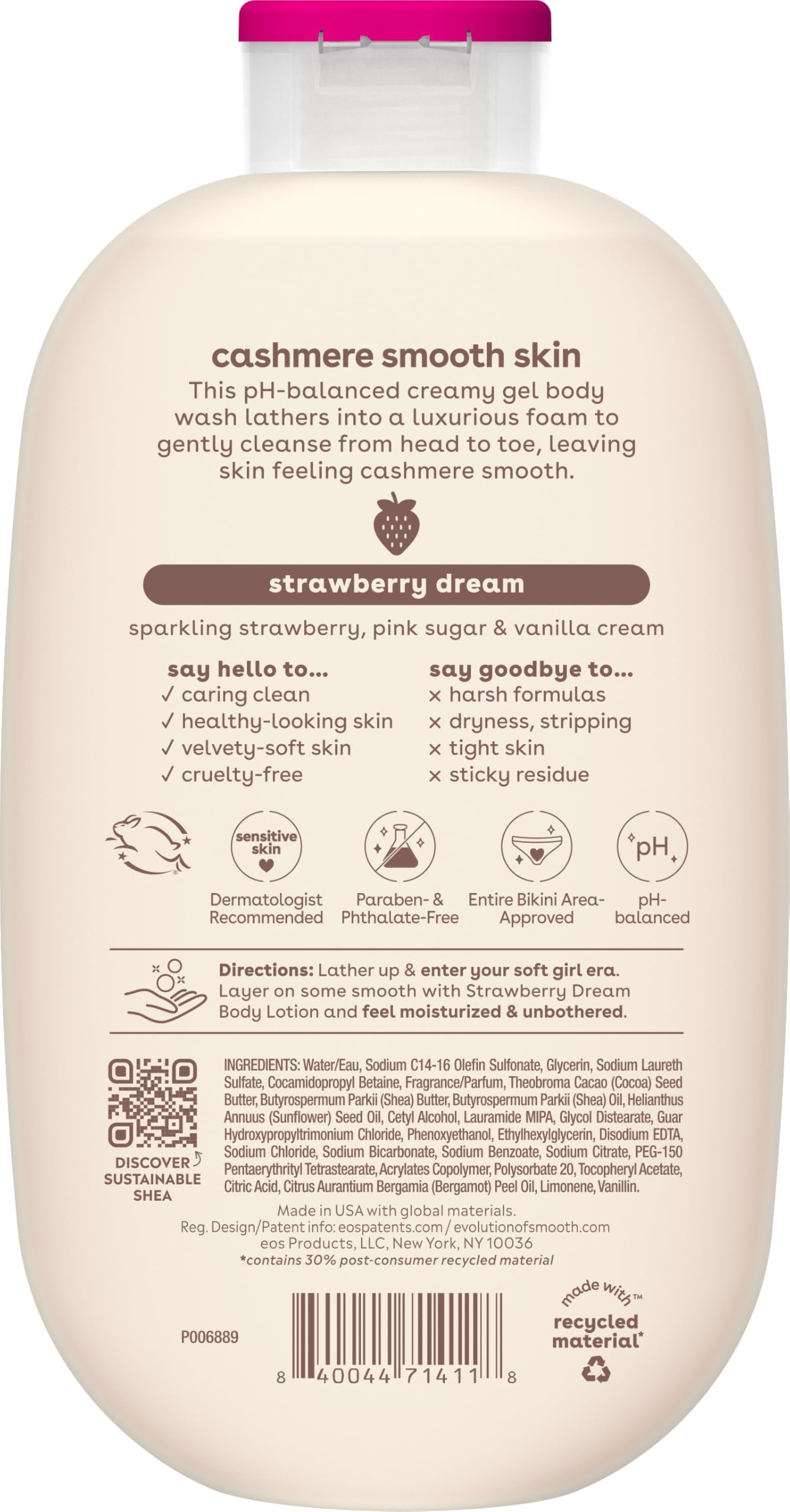 eos Cashmere Strawberry Dreams 16 oz bottle for long-lasting use