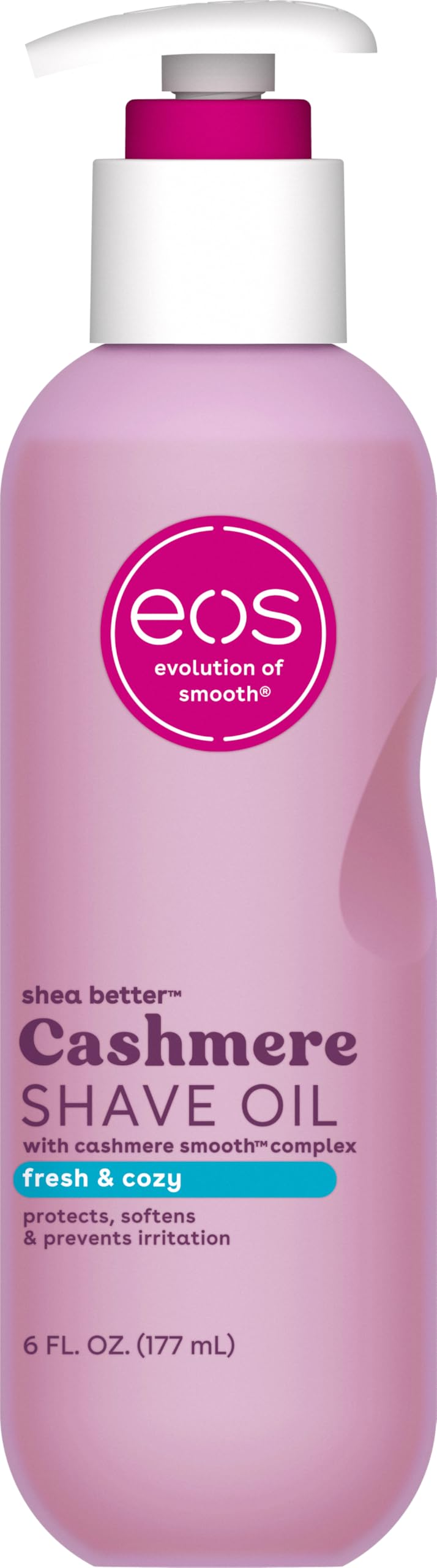 eos Cashmere Shave Oil bottle pour for a smooth, comfortable shave