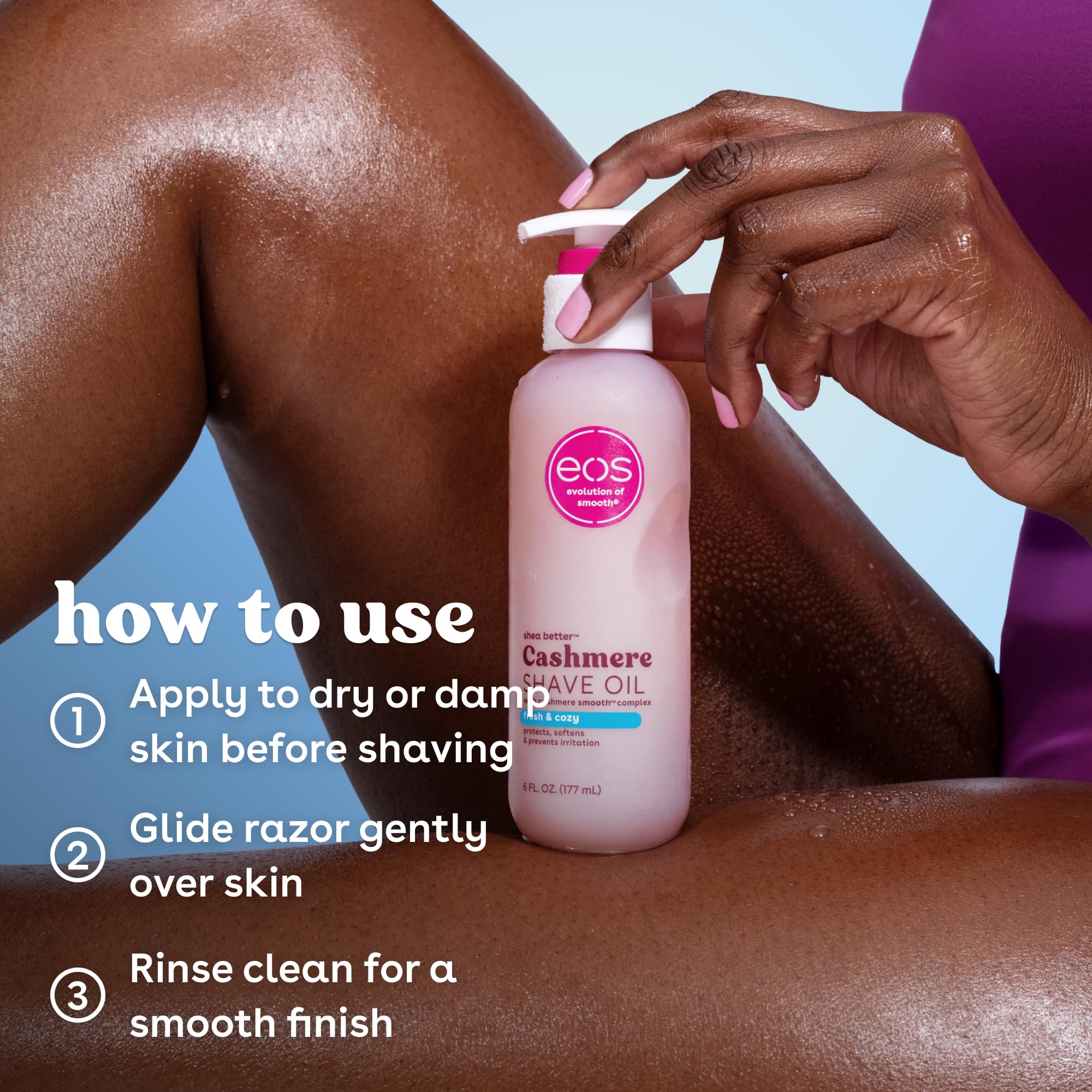 eos Cashmere Shave Oil for sensitive skin gentle pH-balanced formula