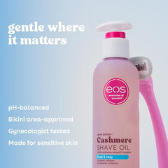 eos Cashmere Shave Oil on skin: velvety softness after shaving