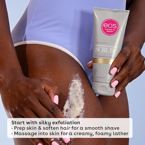 EOS Cashmere Skin Scrub visual focus on ingrown hair reduction potential