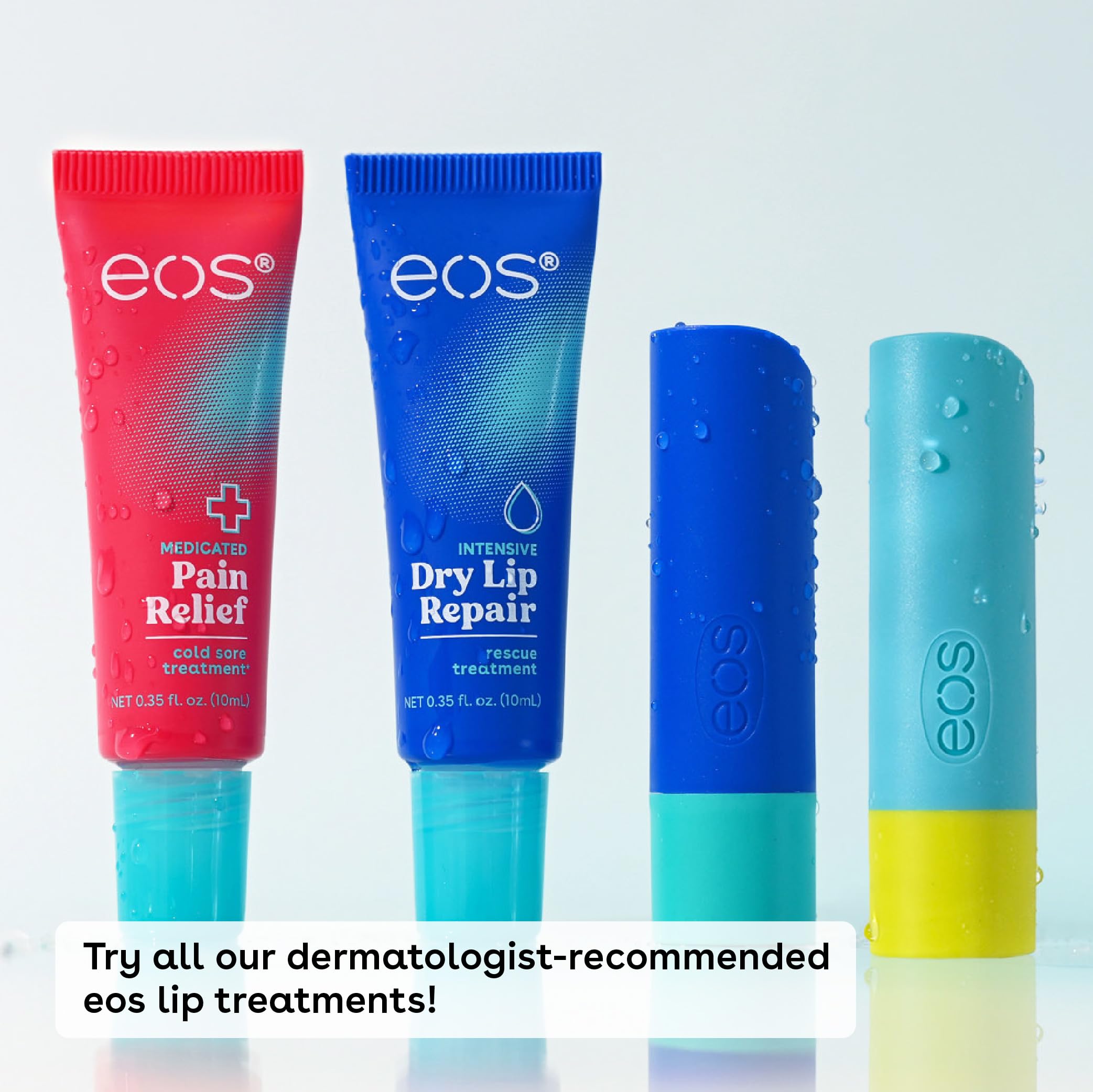 eos Twin-pack packaging signals convenient two-pack moisture on the go.