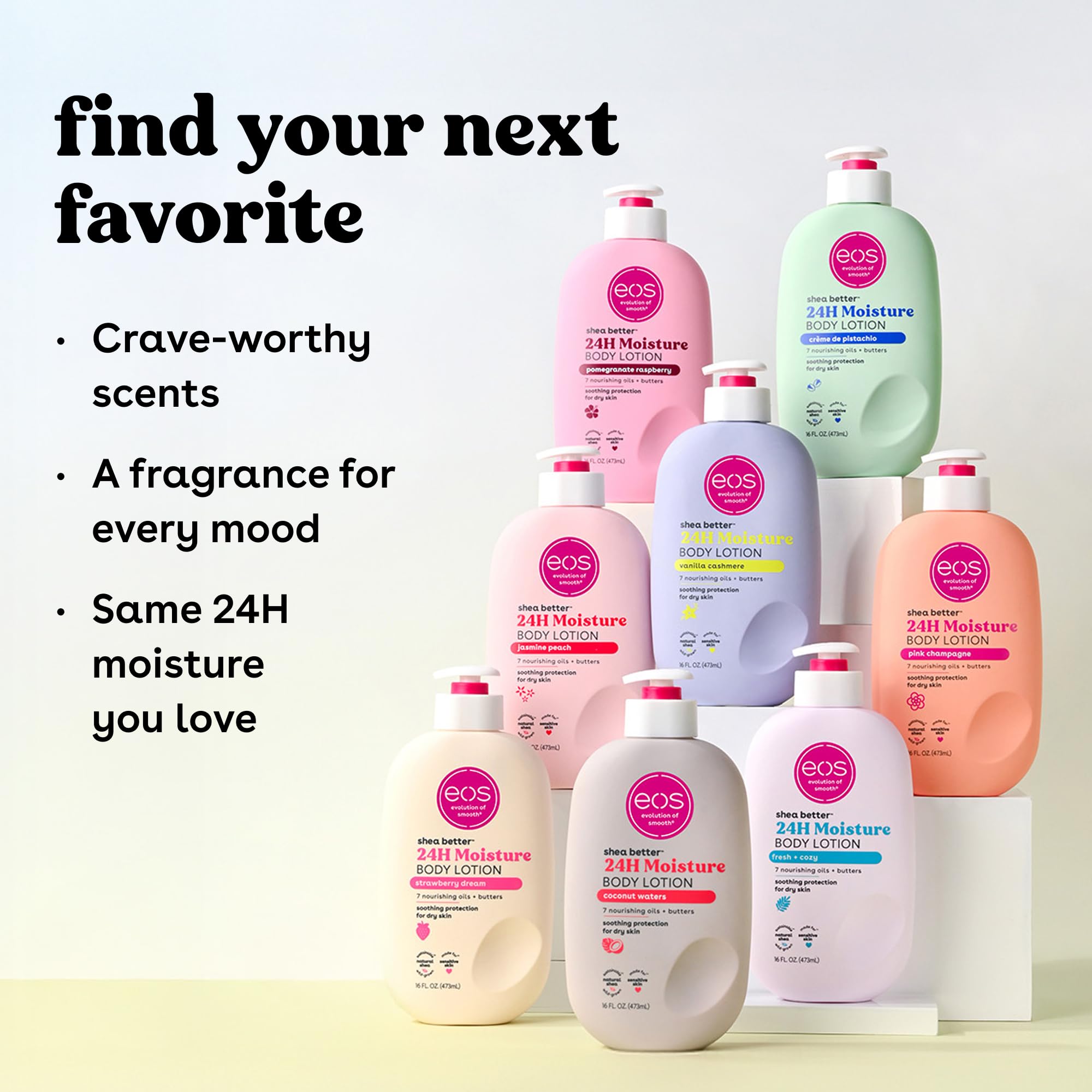 Lightweight, non-greasy EOS formula leaves no sticky residue.