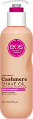 EOS Pink Champagne shave oil bottle front shows smooth glide for sensitive skin.