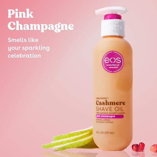 EOS Pink Champagne bottle side highlights compact, travel-friendly size.