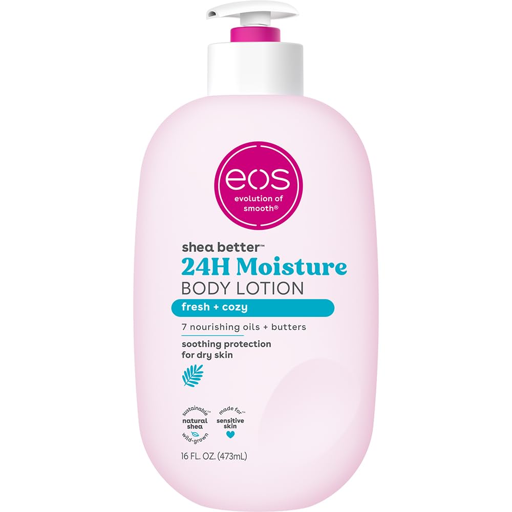 eos Shea Better Body Lotion Fresh & Cozy bottle for all-day hydration