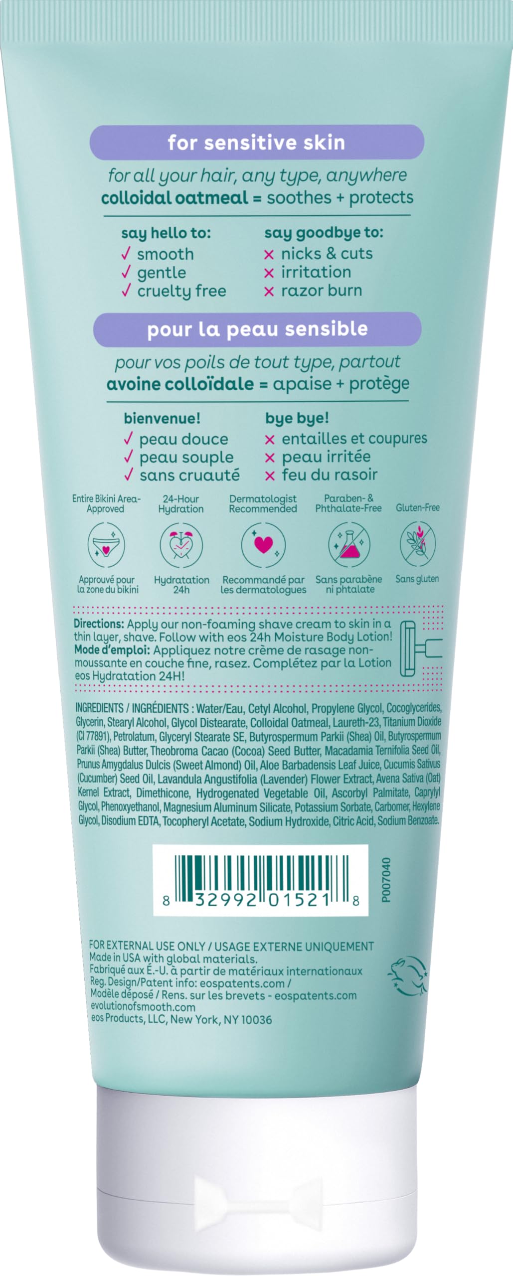 eos Shea Better Sensitive Skin Shave Cream 2-pack packaging indicates value and long-lasting hydration