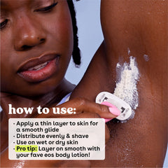 EOS Aloe Vera in shave cream for soothing skin during wet or dry shave.