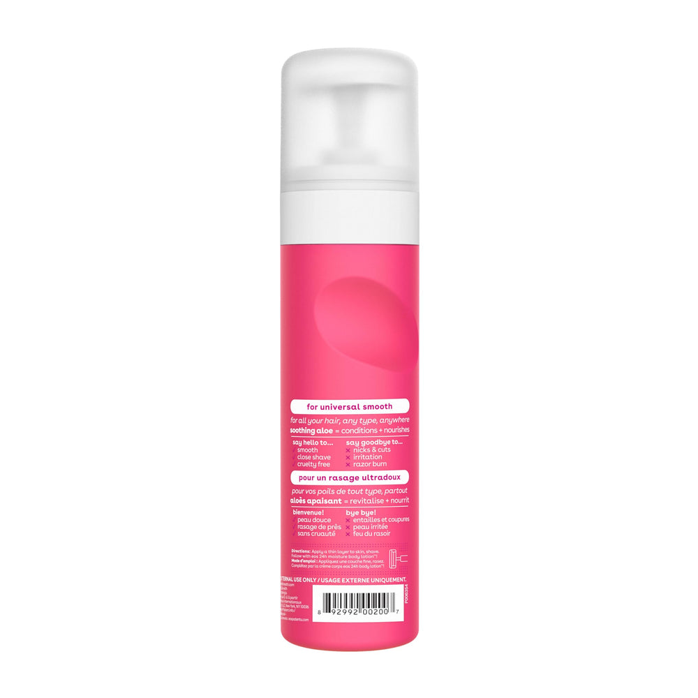 EOS shave cream used wet or dry for versatile shaving.