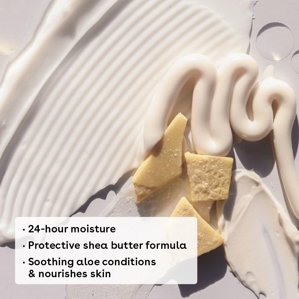 eos Shea Better Shave Cream near ingredients highlights shea butter and vegan formula.