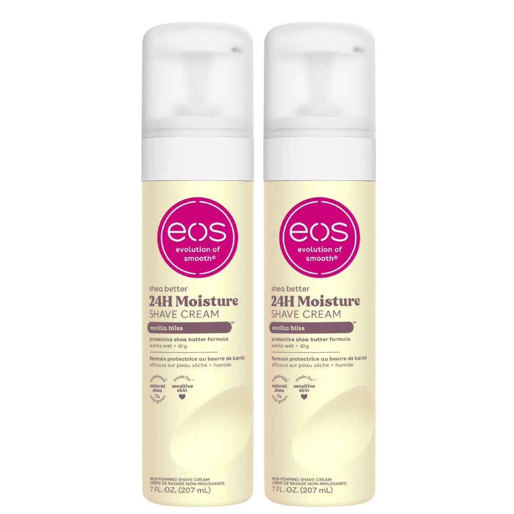 eos Shea Better Shave Cream Vanilla Bliss bottle for smooth, hydrated skin