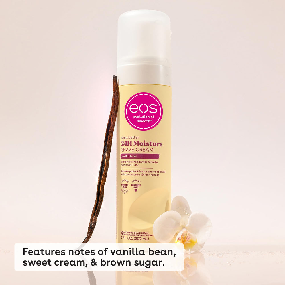 eos Shea Better Shave Cream Vanilla Bliss pack-front showing two bottles for convenient 2-pack