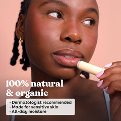 eos strawberry sorbet lip balm tube, fruity flavor with gentle conditioning.