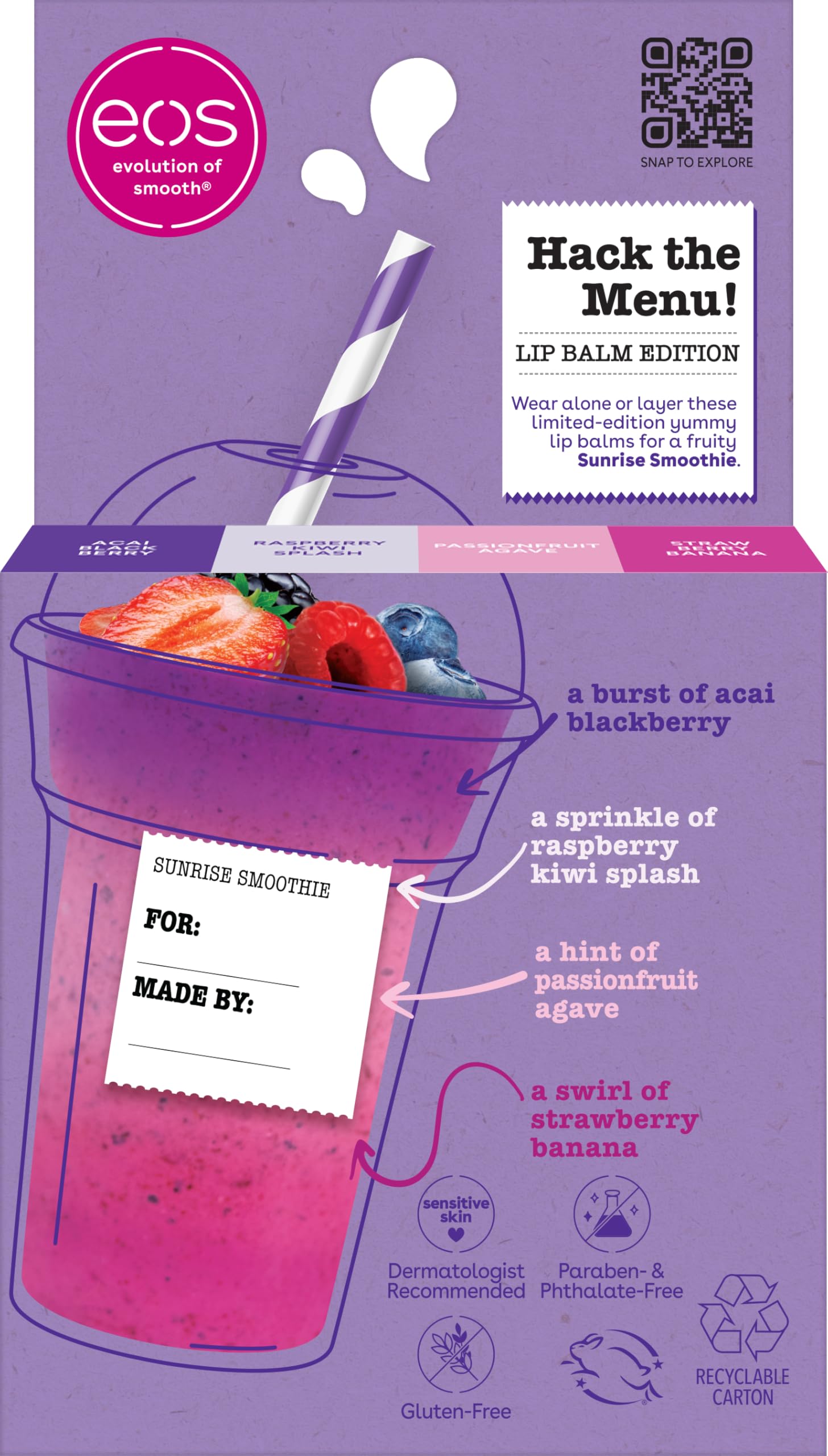eos Sunrise Smoothie lip balms close-up with creamy texture