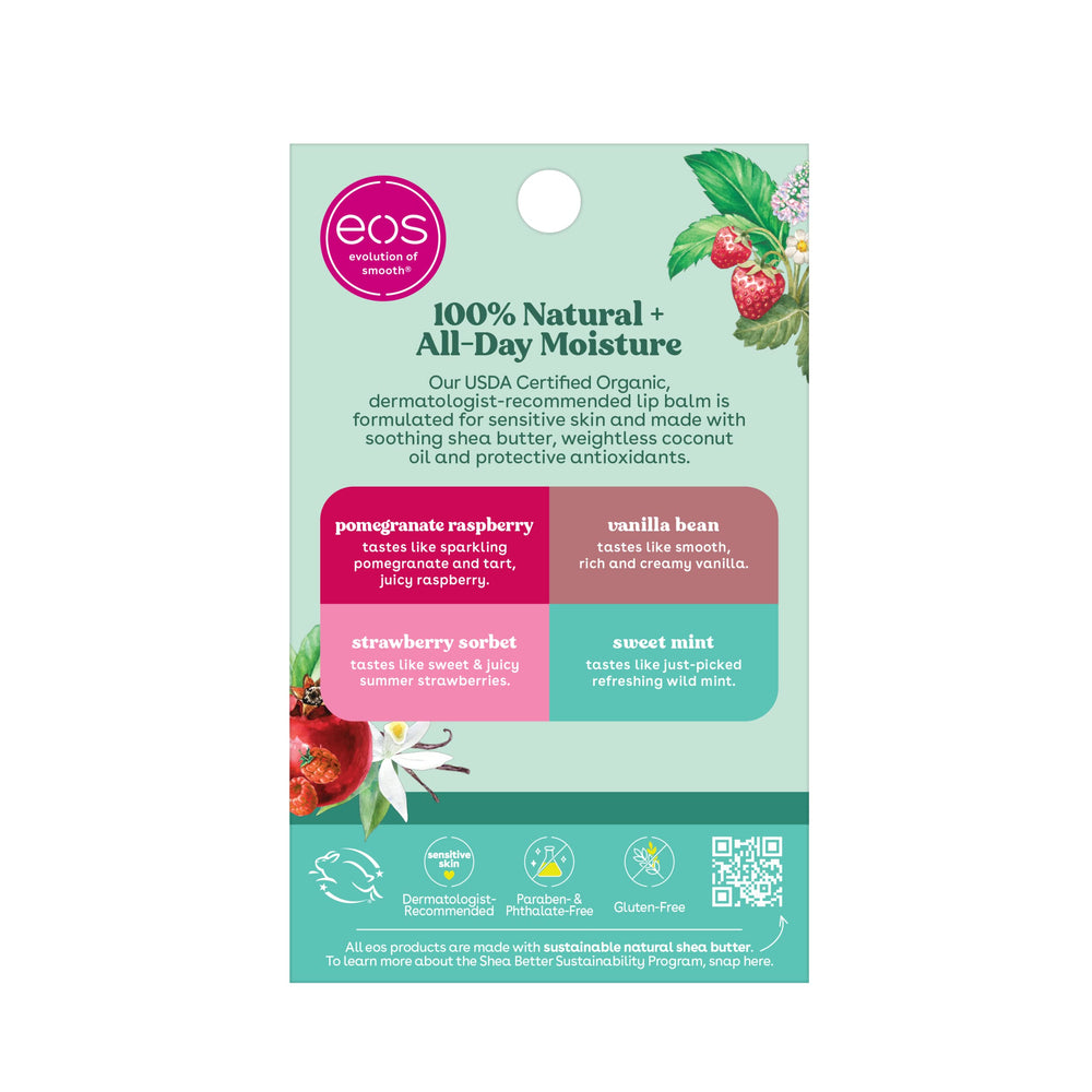 EOS USDA Organic certification logo underscores clean lip care.