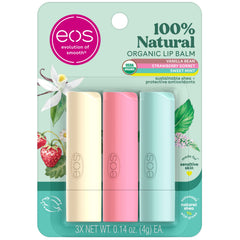 eos vanilla bean lip balm tube, smooth application and all-day hydration.