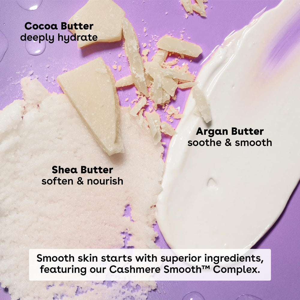 Open lid reveal of EOS Vanilla Cashmere Lip Butter jar