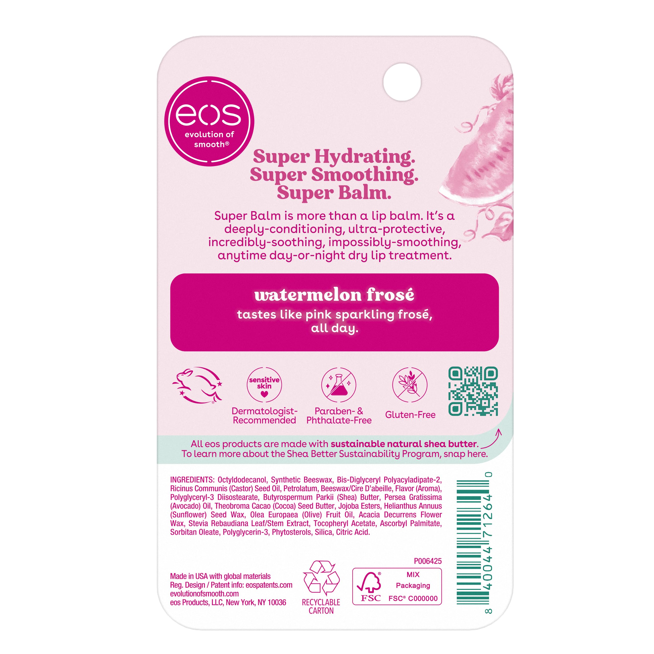 eos Watermelon Frose Super Balm on lips after outdoor activity for comfort