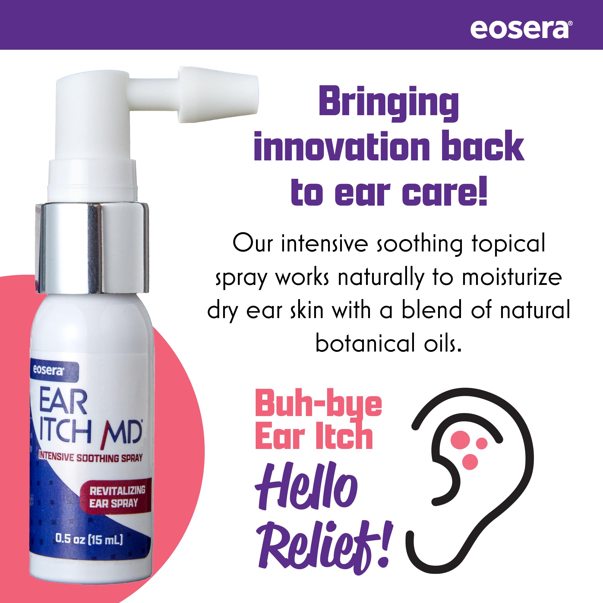 Ear canal barrier created by eosera Ear Itch MD for reduced irritation