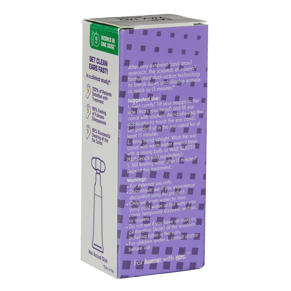 Clinically proven results with eosera Ear Wax MD in minutes.
