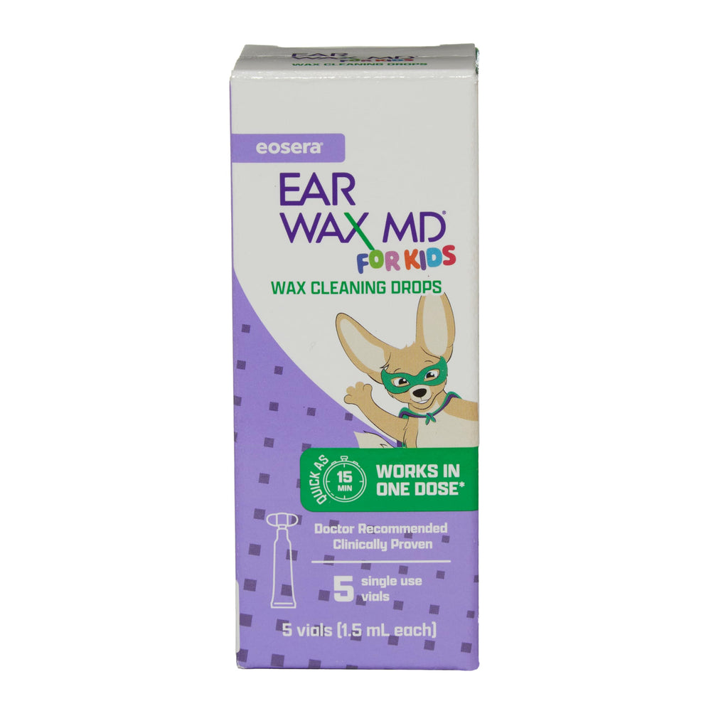 Eosera Ear Wax MD for kids ages 2 and up, gentle care.