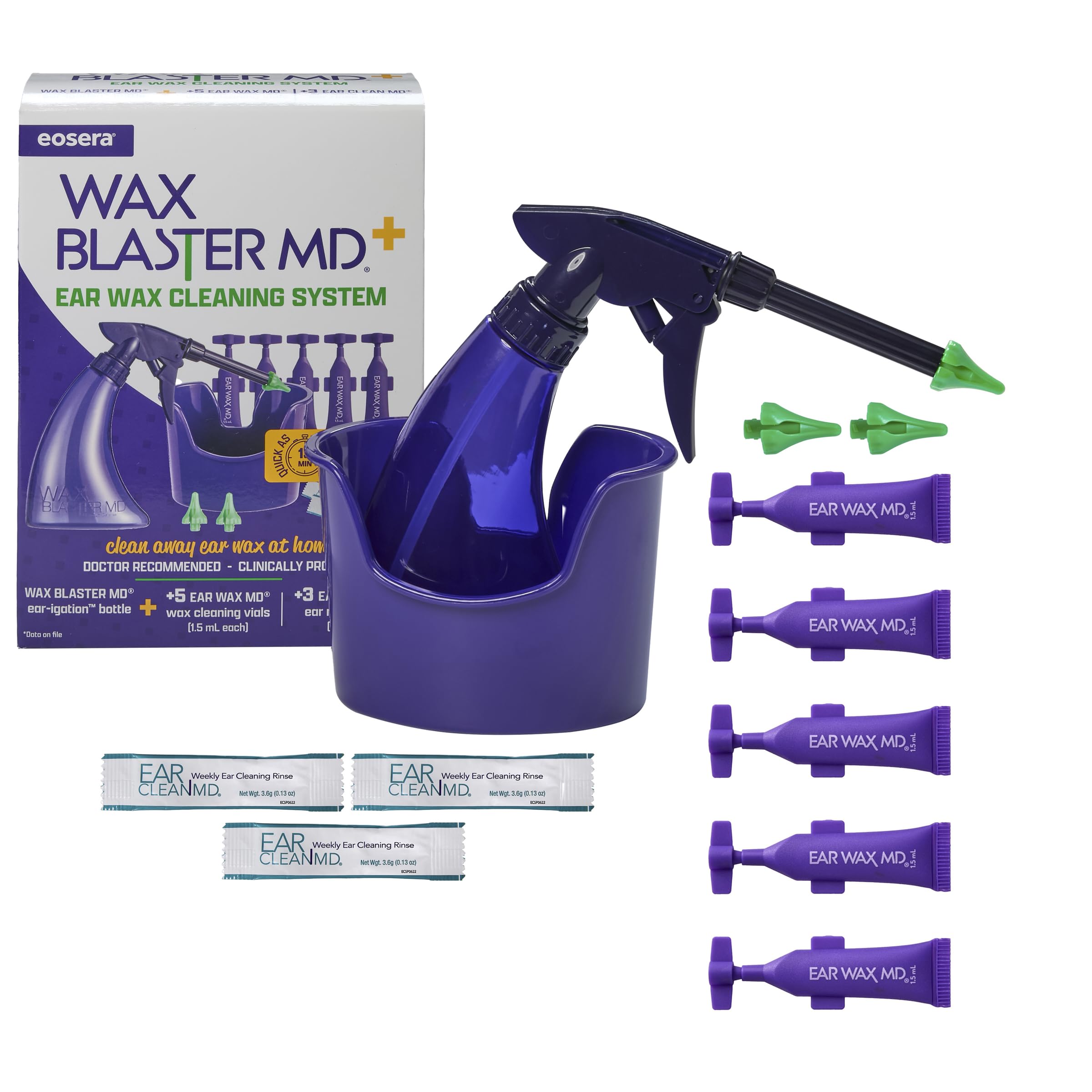 Eosera Wax Blaster MD bottle for gentle at‑home ear irrigation.