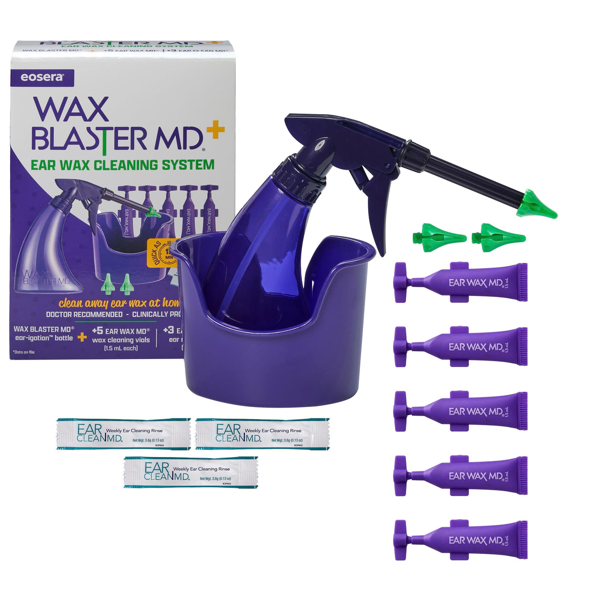 Eosera Wax Blaster MD bottle for gentle at‑home ear irrigation.